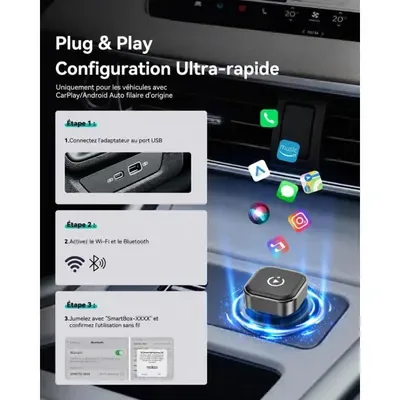 Juhtmevaba CarPlay ja Android Auto adapter SmartBox Ultra Mini, Wi-Fi 6 ja Bluetooth 5.4 4