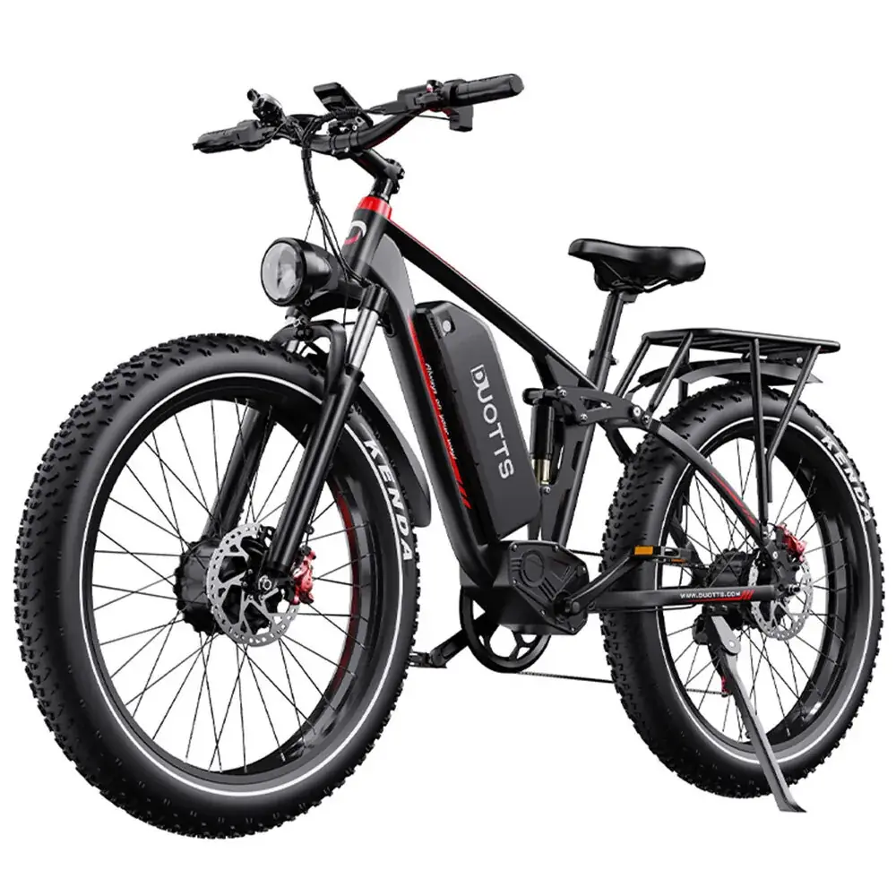 Duotts S26 26" – täisvedrustusega fatbike-elektrisõiduk, must/punane