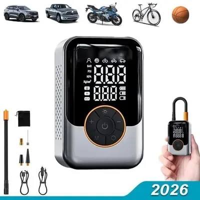 Kaasaskantav rehvipump 150 PSI, LCD-ekraan, akupanga funktsioon, 465 g