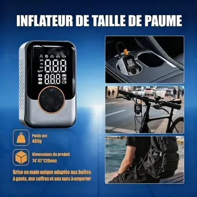 Kaasaskantav rehvipump 150 PSI, LCD-ekraan, akupanga funktsioon, 465 g 3