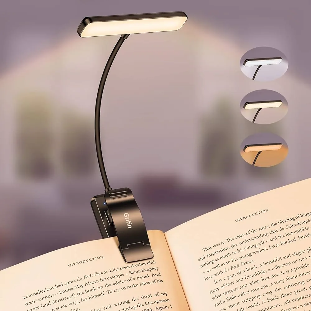 Klambriga lugemislamp Gritin, 19 LED, 3 valgustooni, laetav
