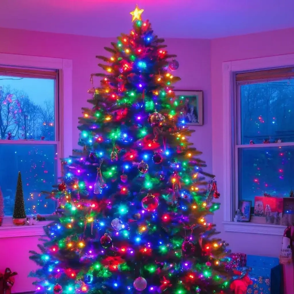 LED-jõulutulede vanik kuusele 1–2,5 m, 400 LED, mitmevärviline, puldiga 4