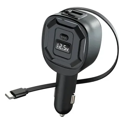 Autolaadija HAWUJ GE10 PD 65 W, sissetõmmatava USB-C kaabliga ja pingenäidikuga