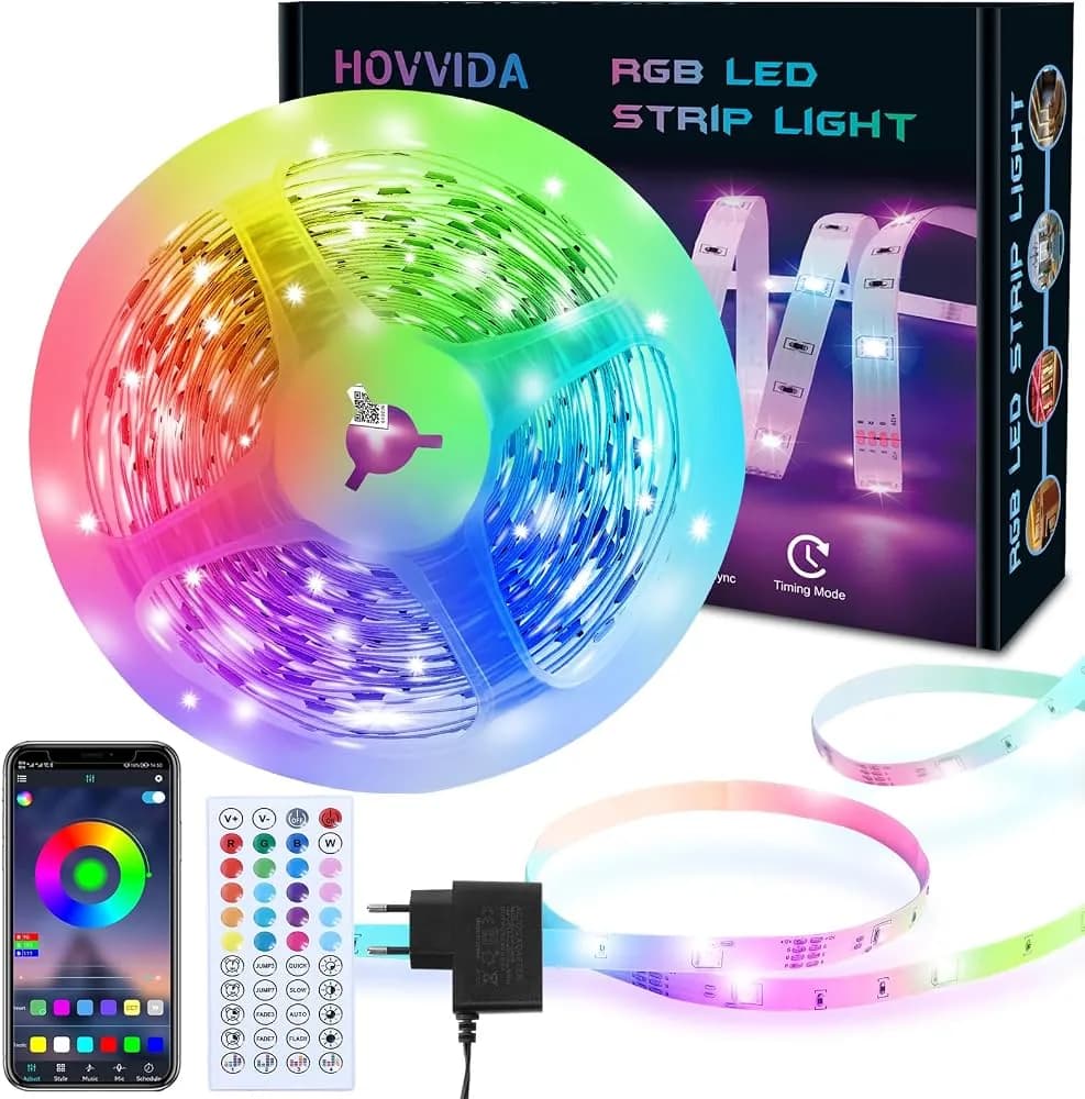 LED-riba HOVVIDA 5 m, RGB, 150 LED, rakenduse ja puldiga