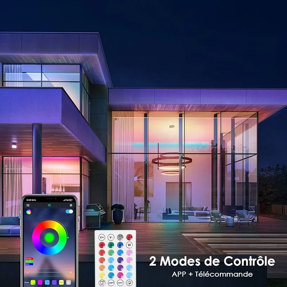 LED-riba HOVVIDA 5 m, RGB, 150 LED, rakenduse ja puldiga 2