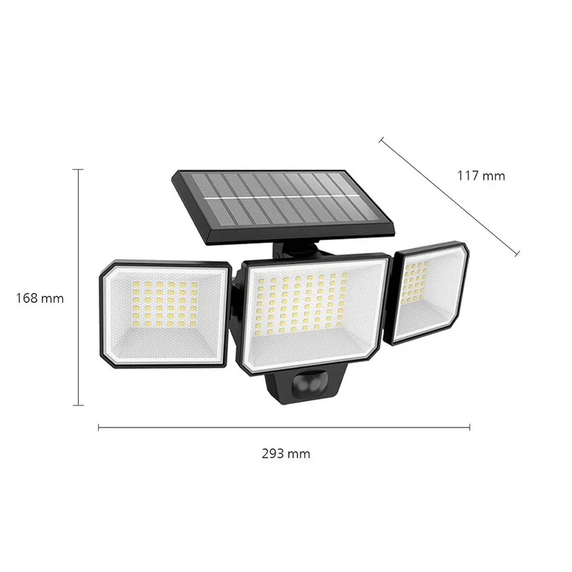 Philips Nysil 3-head solar LED wall light with sensor, black 2