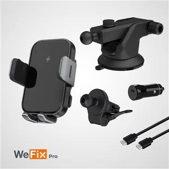 Autohoidik juhtmevaba laadimisega Wefix Pro 3-in-1, 15 W, must 4